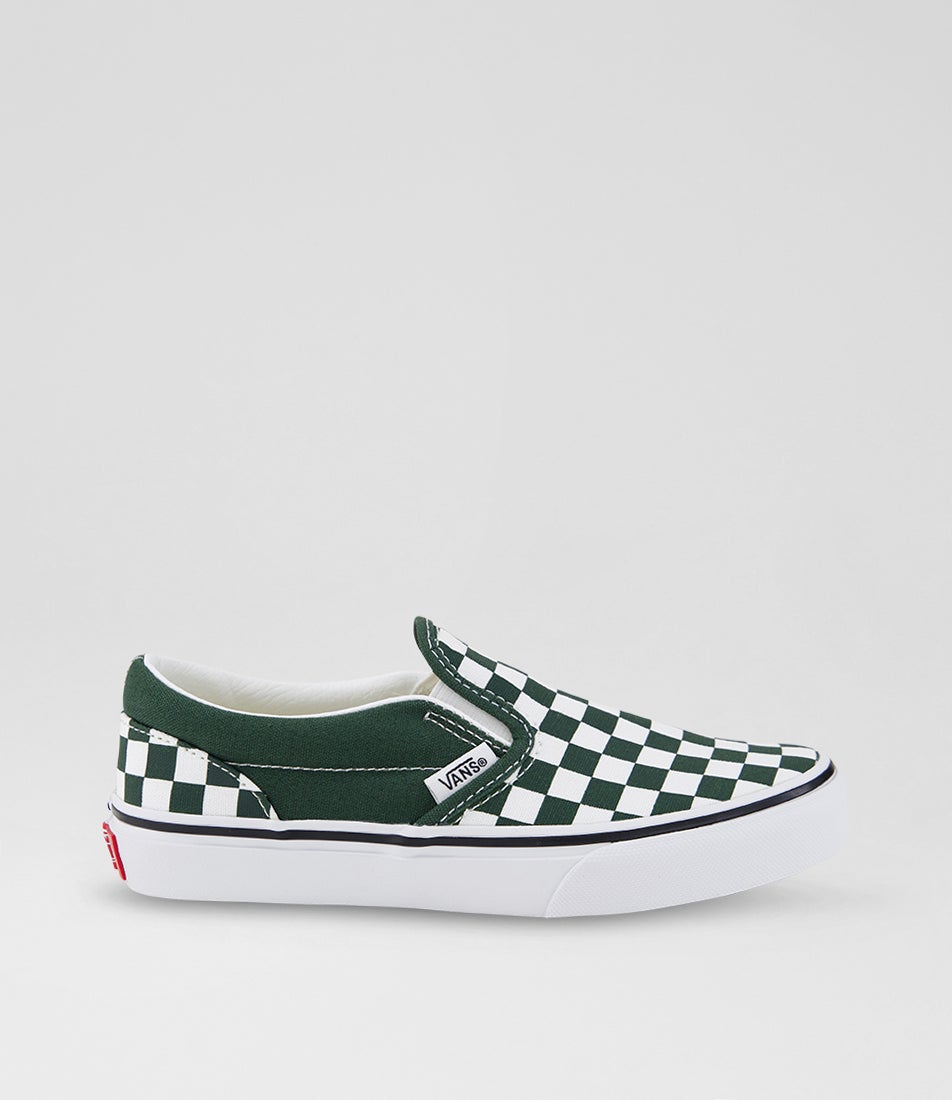 Slip Junior Checkerboard Oil Green Canvas Sneakers