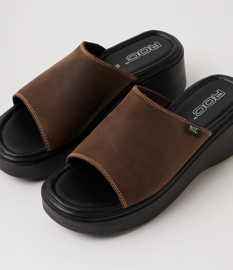 Soda Brown Buff Leather Sandals