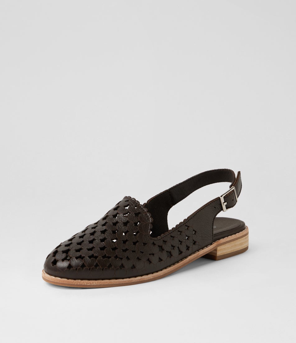 Anuli Choc Leather Slingbacks