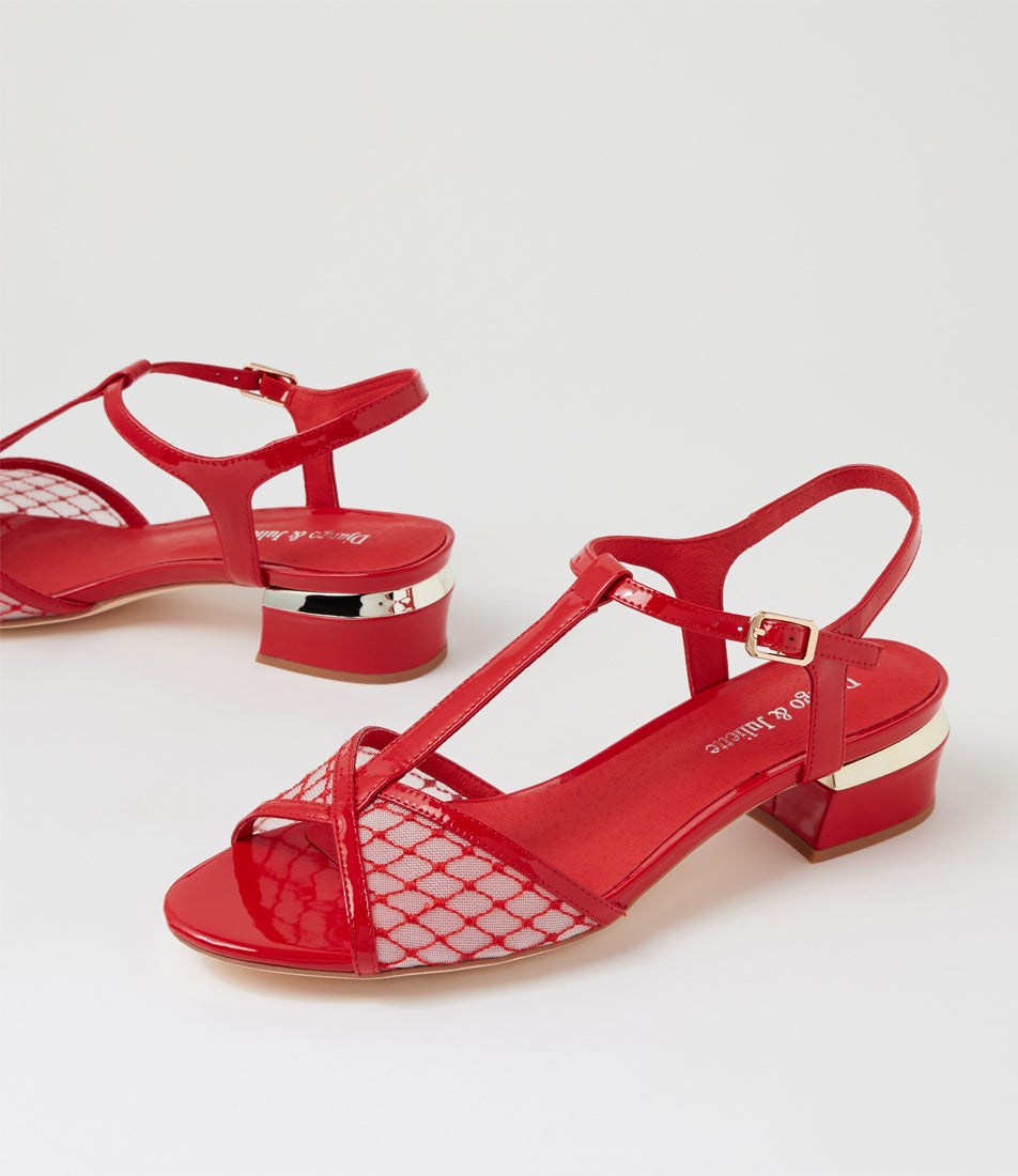 Trainar Red Patent Mesh Sandals