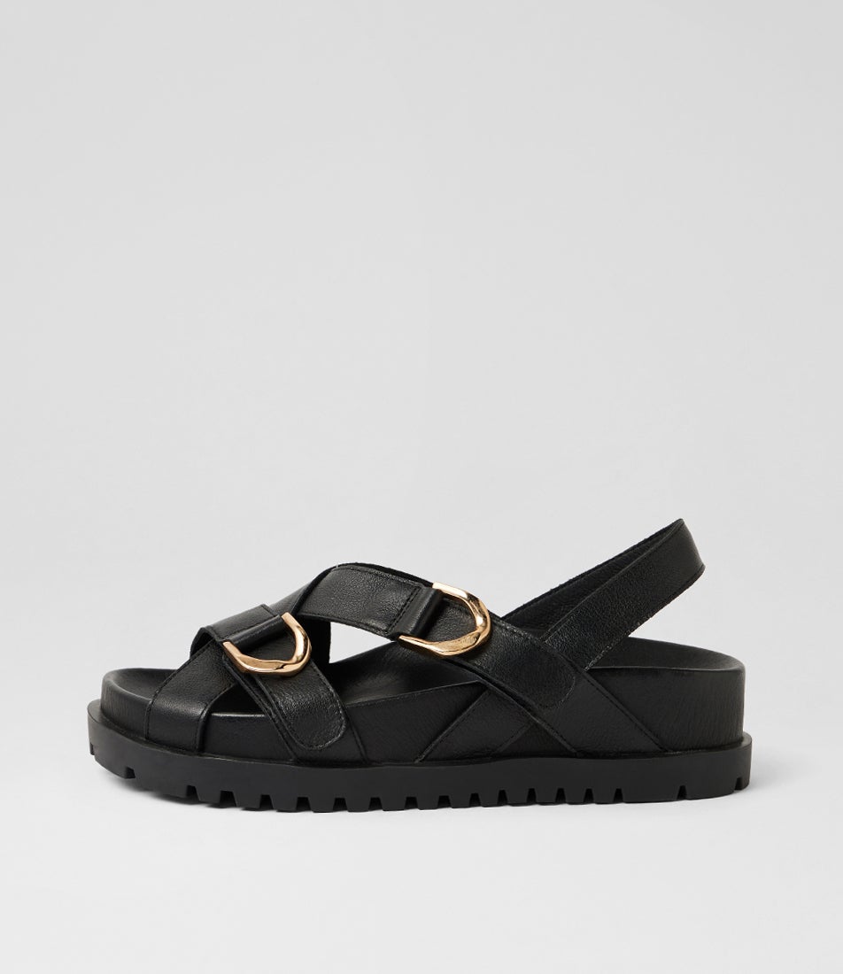 Urbanna Black Leather Sandals