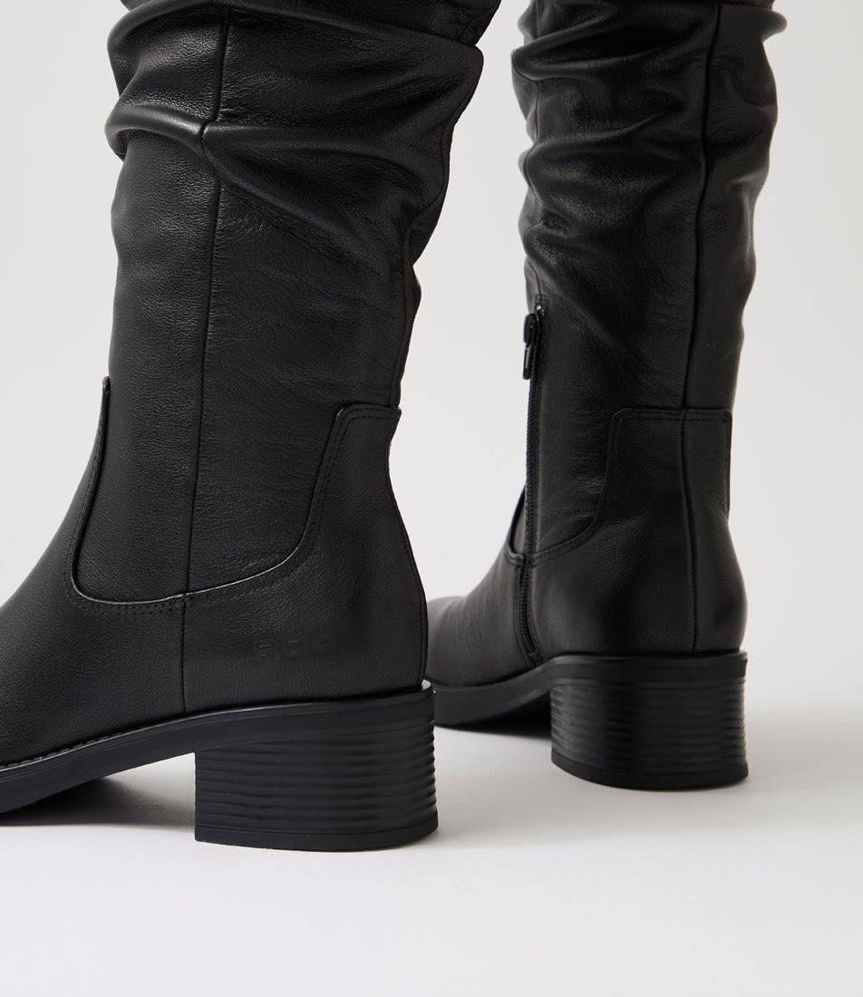 Florence Black Leather Knee High Boots