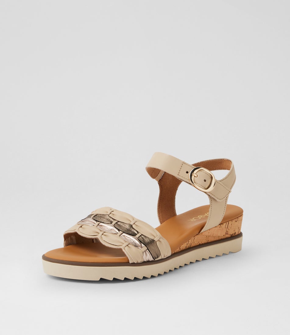 Belani Beige Leather Multi Sandals