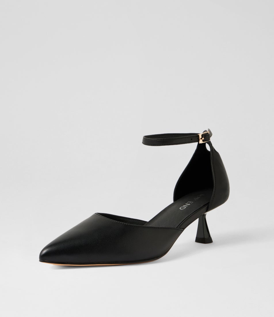 Vostly Black Leather Heels