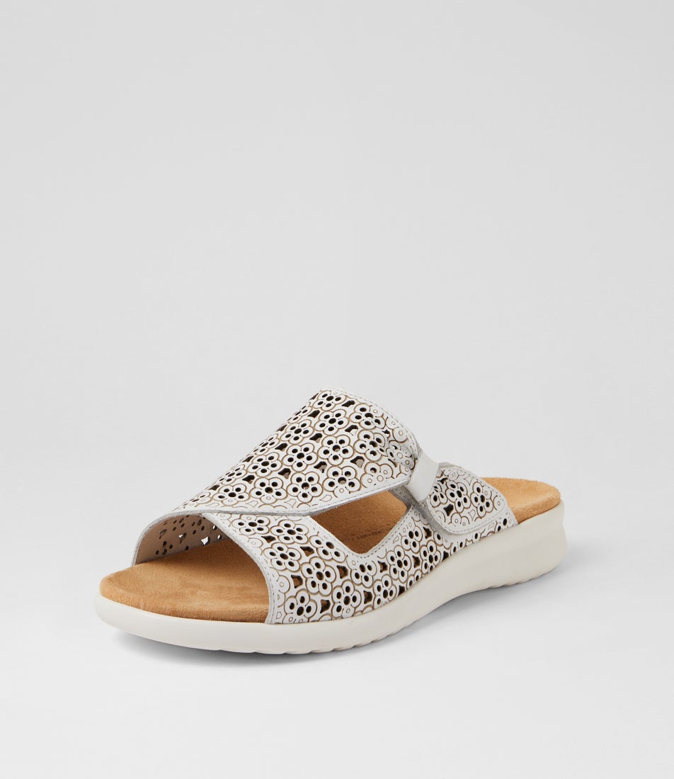 Binty Xw White Leather Sandals