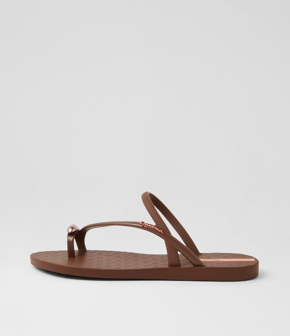Glam Ring Brown Rubber Slides