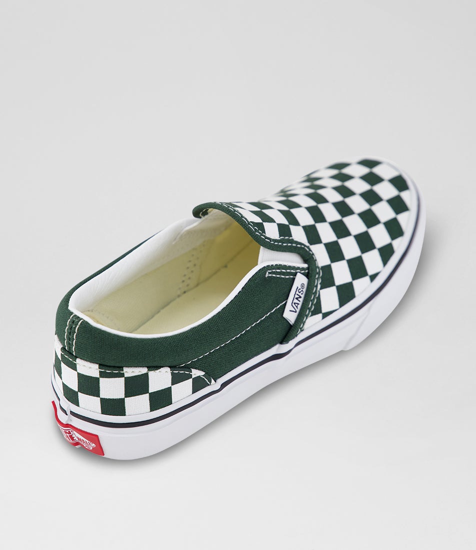 Slip Junior Checkerboard Oil Green Canvas Sneakers