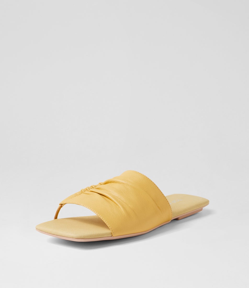 Ellesa Lemon Leather Slides