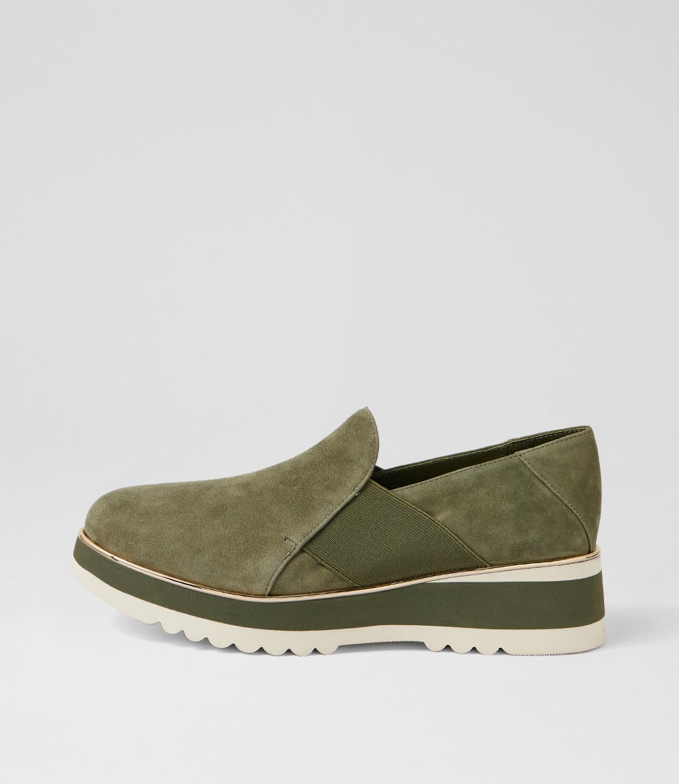 Chiyo Khaki Milk Suede Loafers