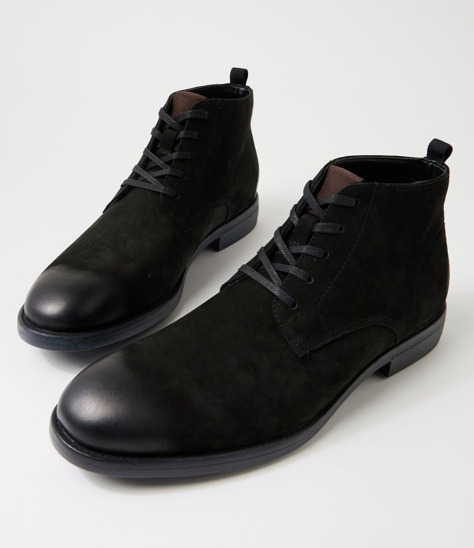 Neon Black Leather Lace Up Boots