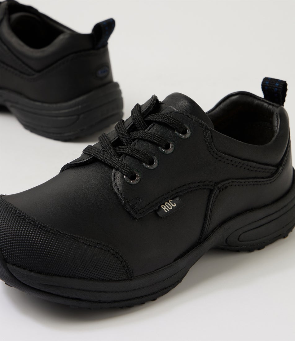 Honcho Junior Black Leather Lace Up School Shoes