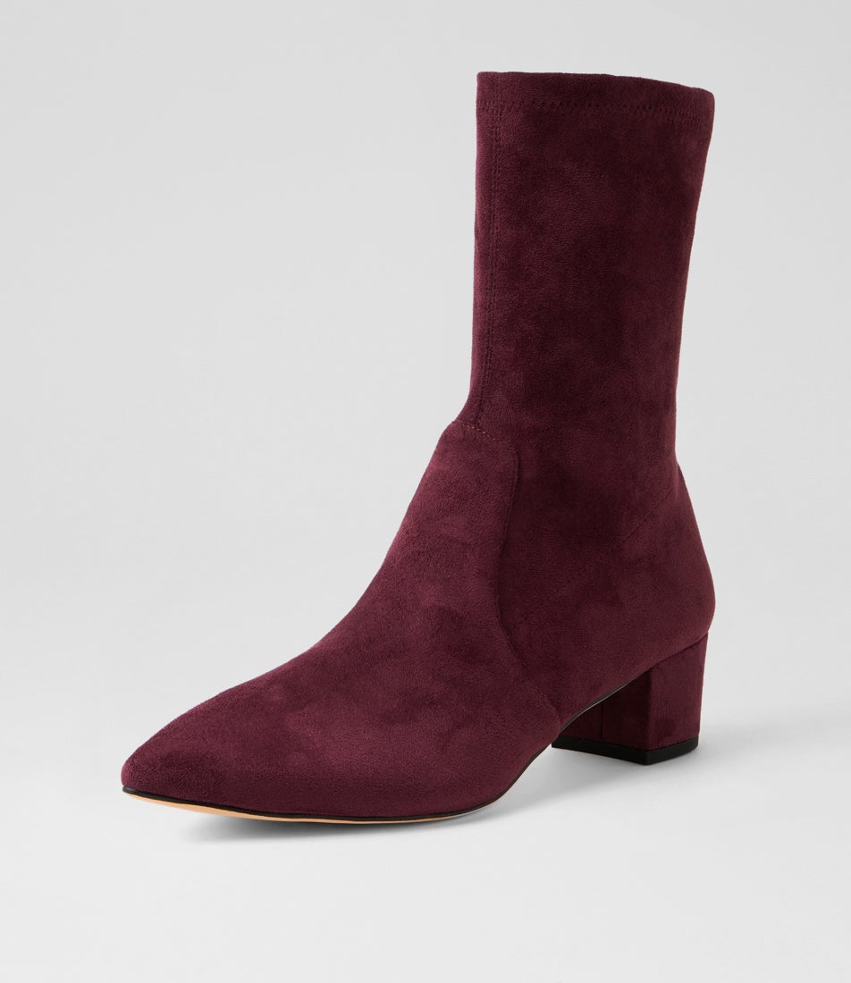 Auston Burgundy Microsuede Ankle Boots