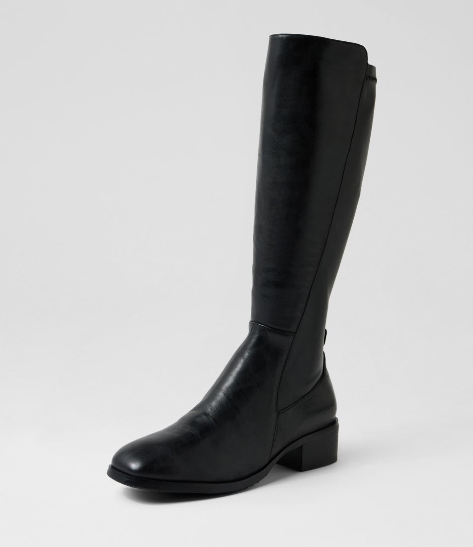 Oreos Black Leather Knee High Boots