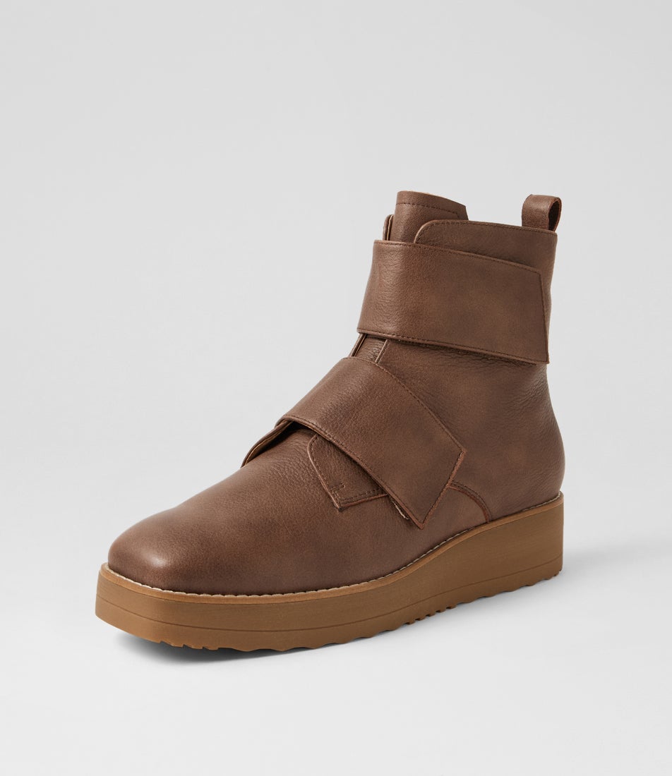 Didot Mocca Light Choc Leather Ankle Boots