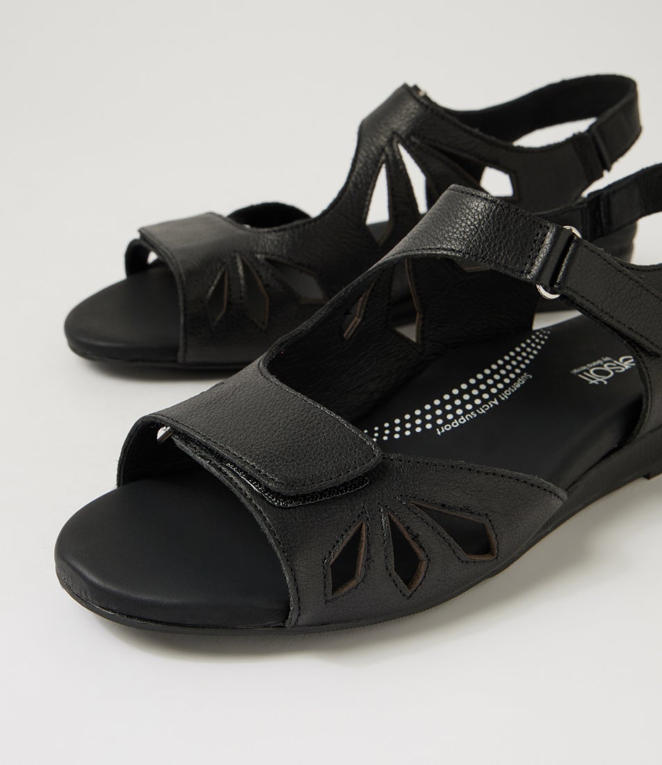 Jacalyn Black Leather Sandals