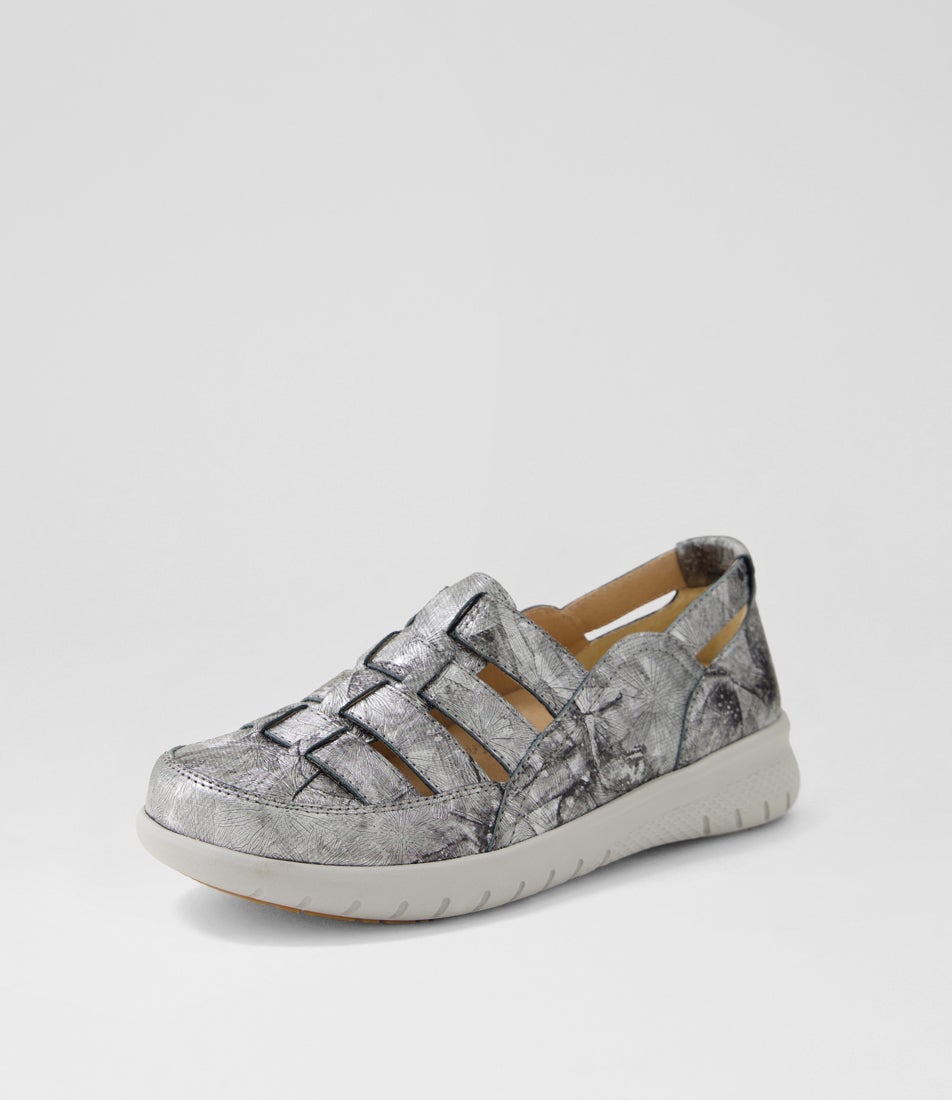 Salma Xw Pewter Fireworks Leather Flat Shoes