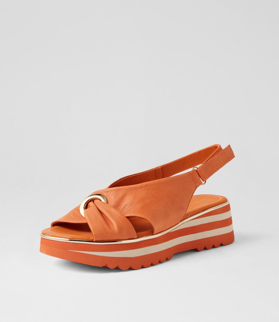 Hoaka Orange Leather Sandals