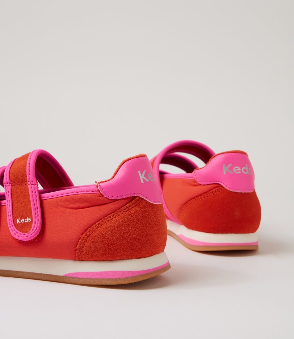 Revival Red Fuchsia Suede Nylon Mary Jane Sneakers