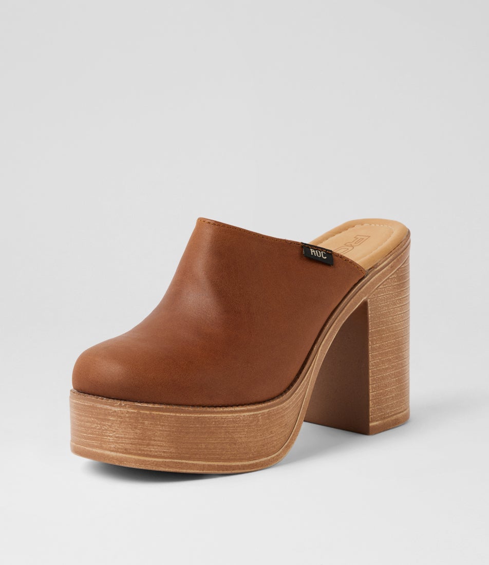 Flair Tan Leather Platform Mules