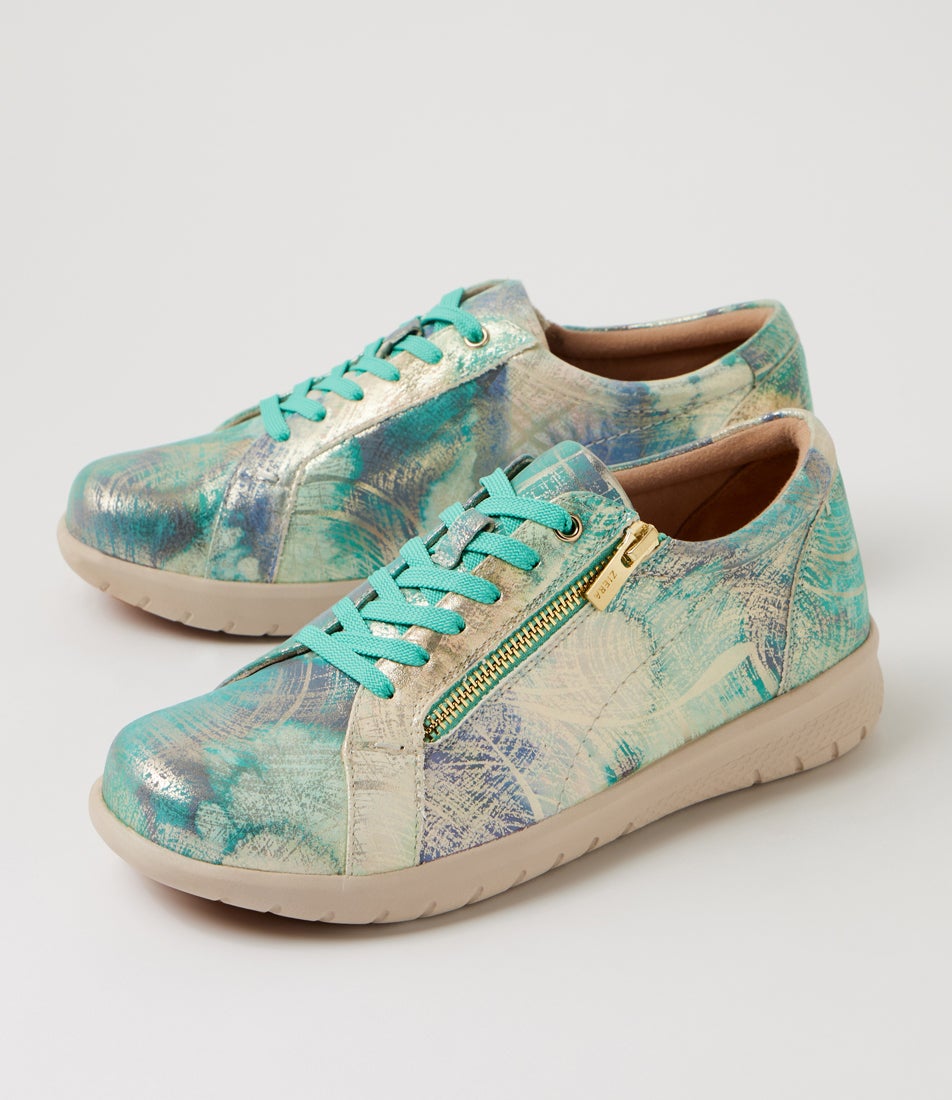 Solar Xf Green Watercolour Leather Sneakers