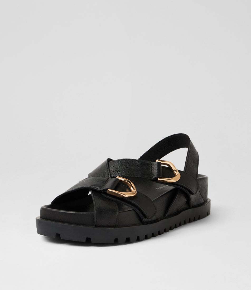 Urbanna Black Leather Sandals