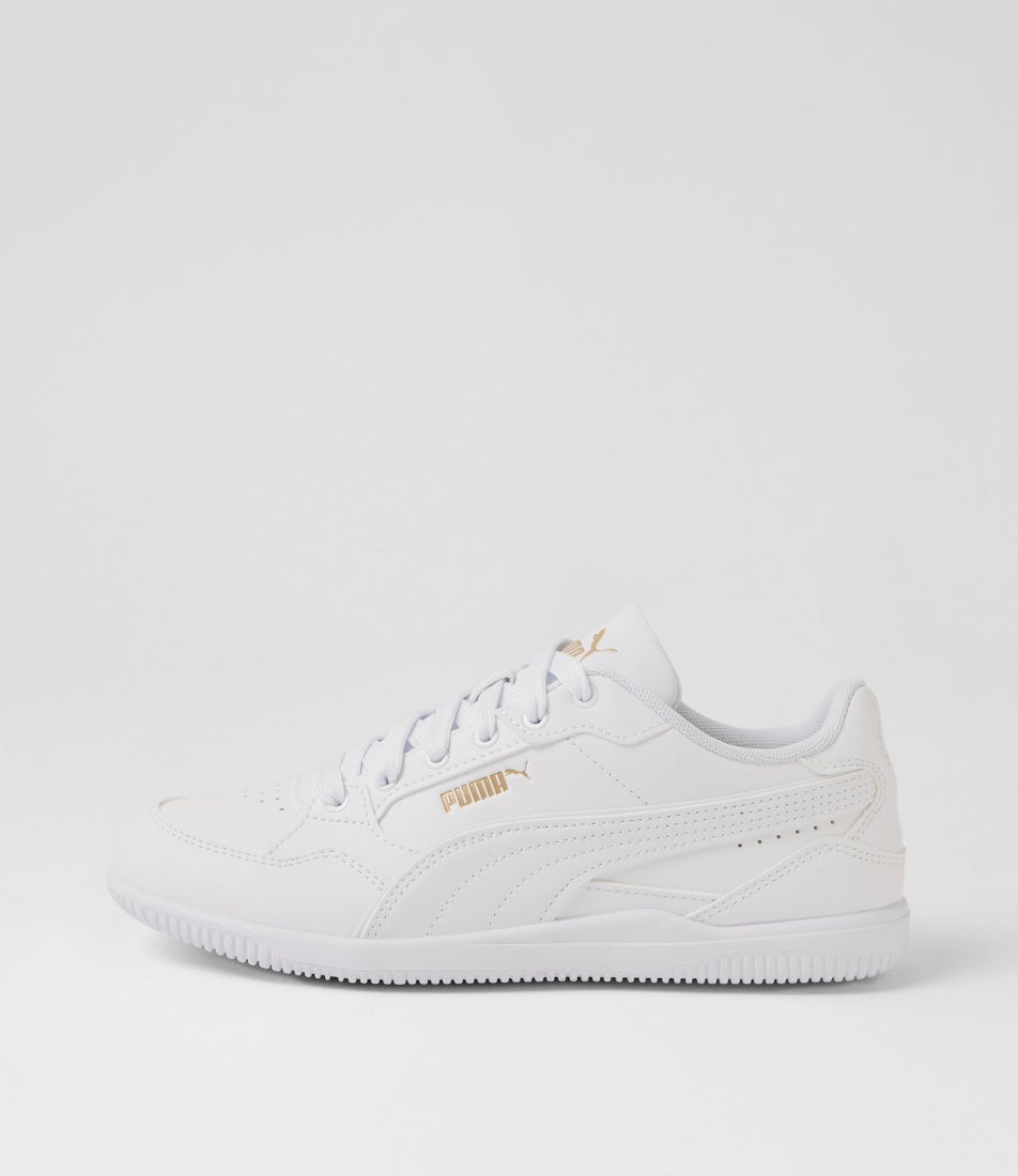 K Moda White Gold Black Lace Up Sneakers