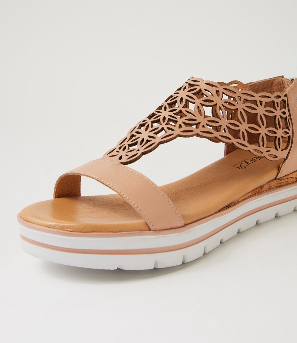 Alexiander Dark Nude Floral Cork Leather Sandals Alexiander Dark Nude Floral Cork Leather Sandals