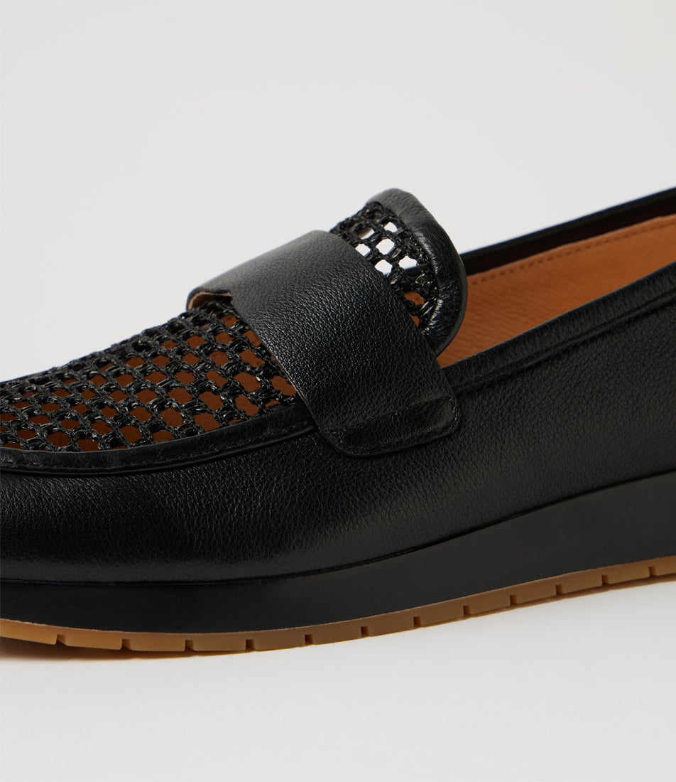 Phaidra Black Pewter Leather Loafers