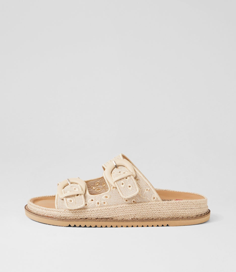 Jabbi Ecru Fabric Slides