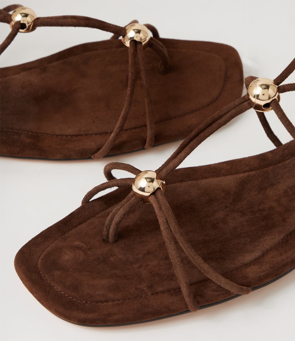 Rahi Tiramisu Gold Suede Sandals