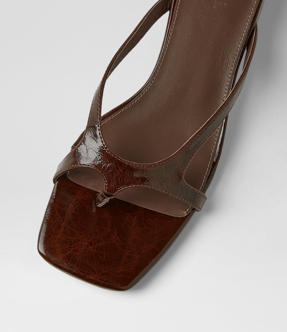 Sieka Choc Crinkle Leather Sandals