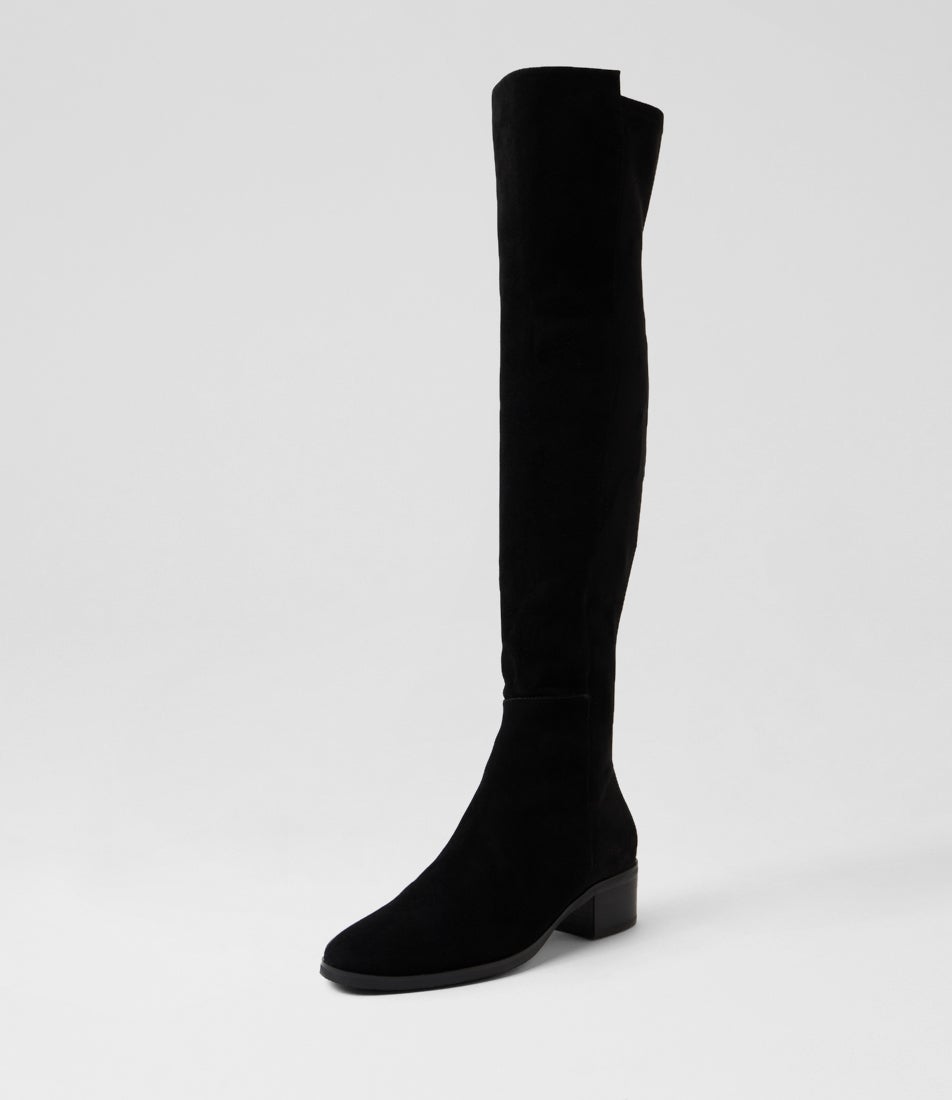Tache Black Suede Knee High Boots