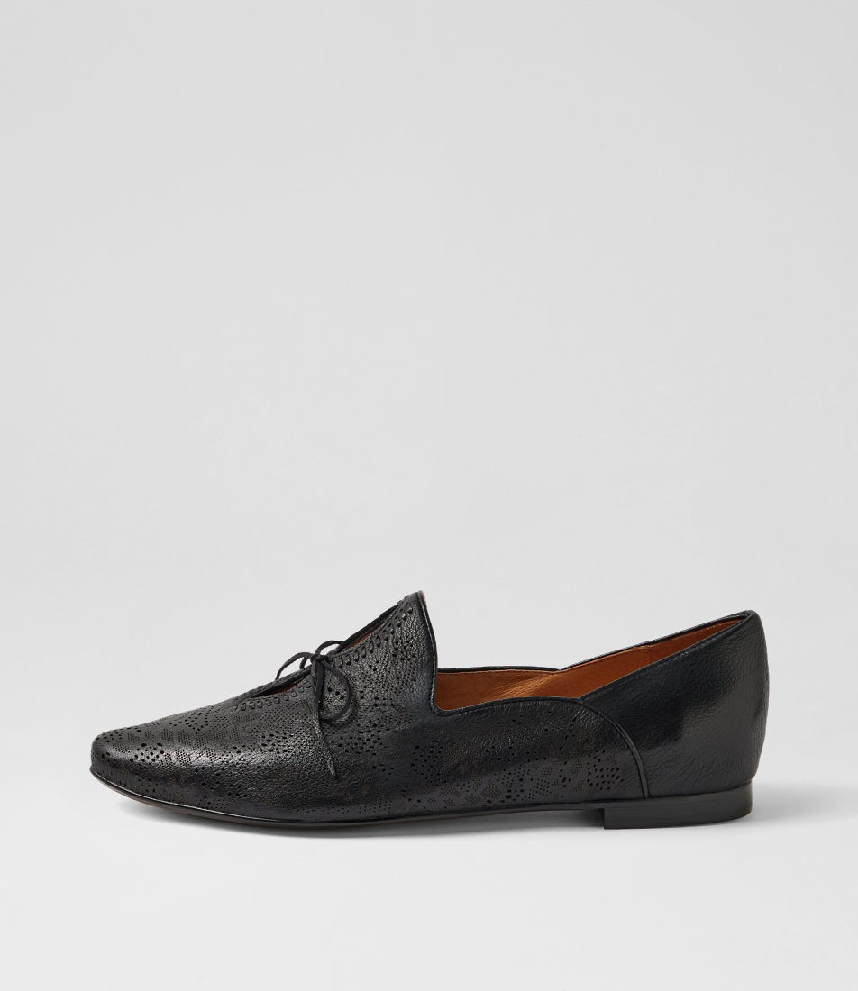Simmona Black Leather Loafers