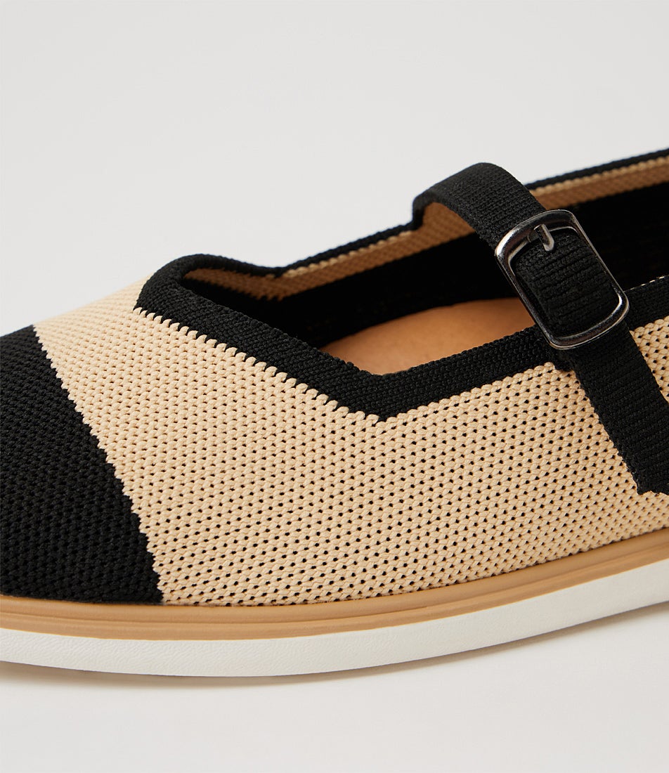 Futile Black Natural Knit Mary Janes
