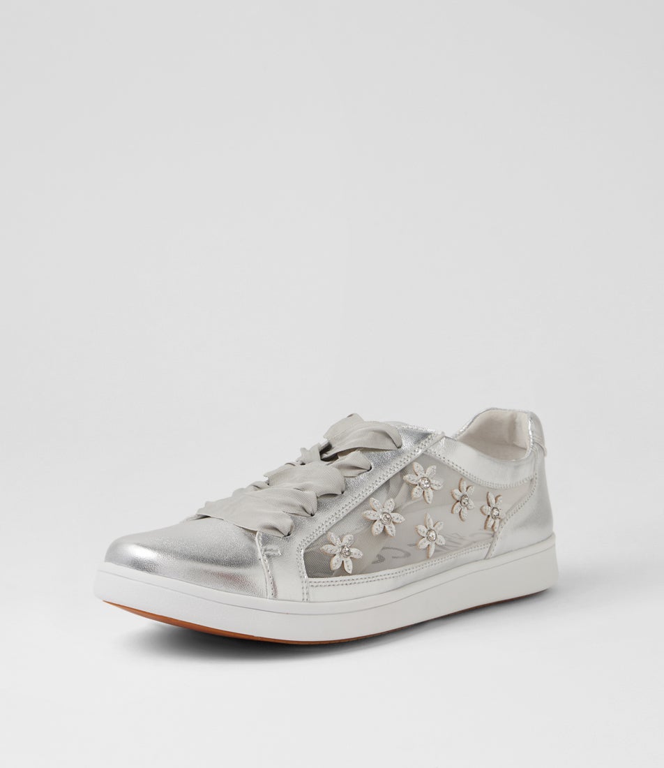 Desha Xw Silver Jewels Leather Sneakers
