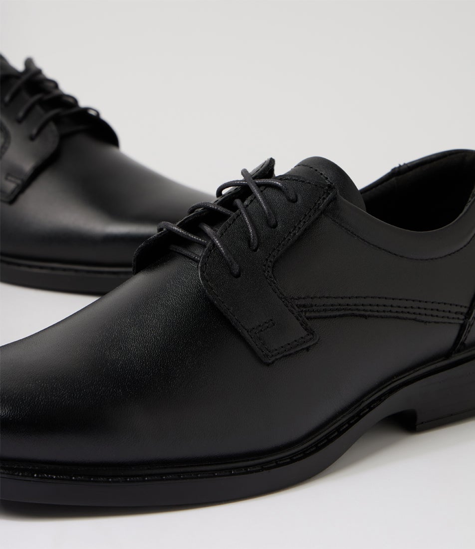 Domain Senior Black Leather Lace Up School Shoes