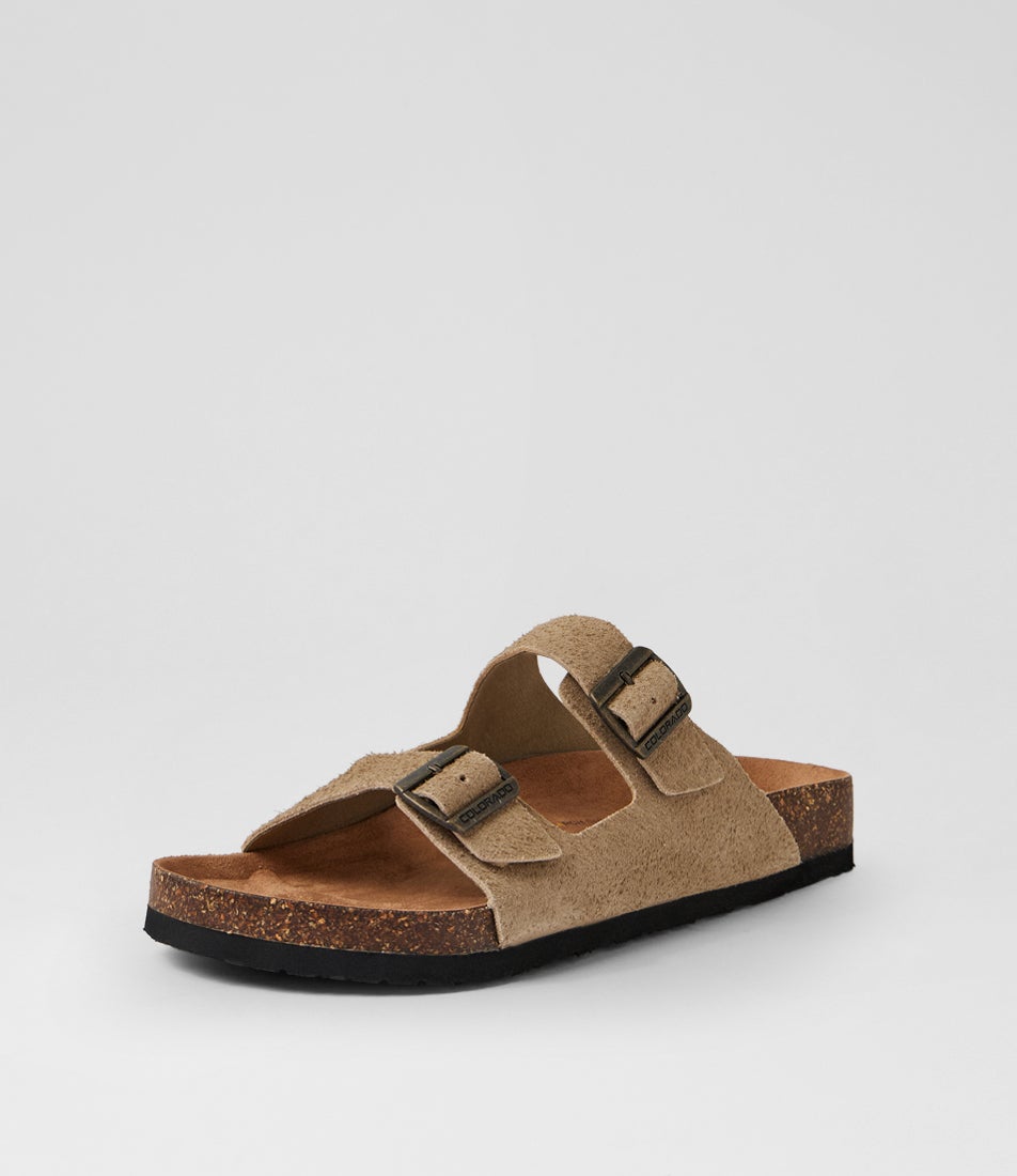 Farrah Taupe Suede Slides Farrah Taupe Suede Slides