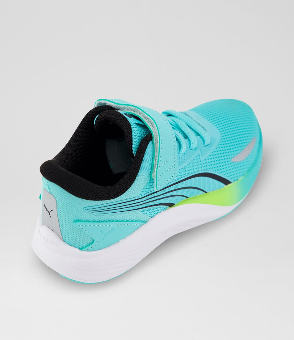 Pounce Lite Junior Mint Silver Black Lime White Mesh Sneakers