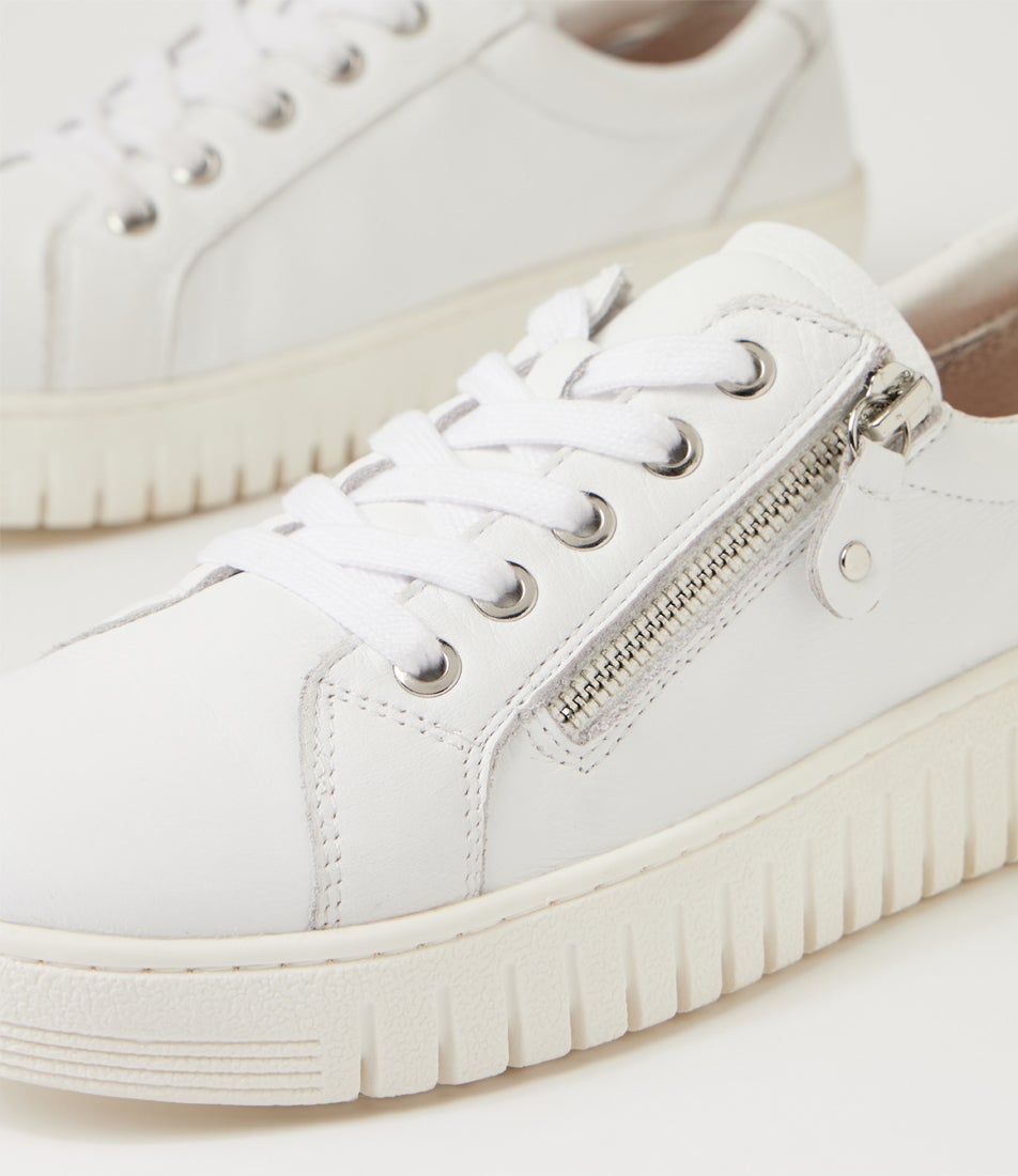 Harlis White Leather Sneakers