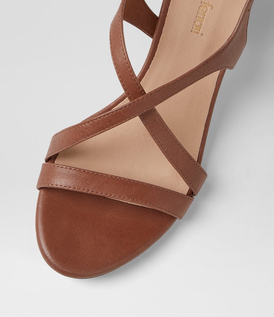 Geness Walnut Dark Brown Leather Sandals