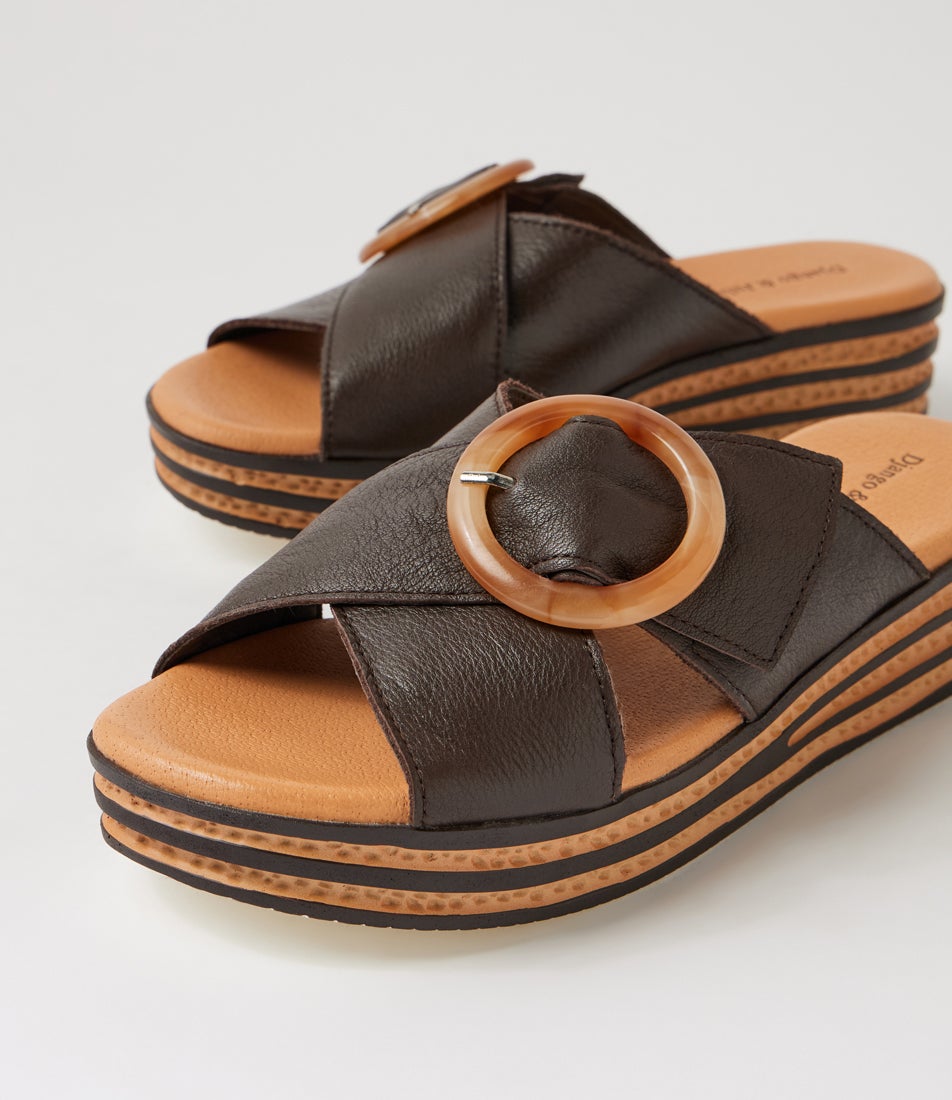 Coveta Choc Leather Slides