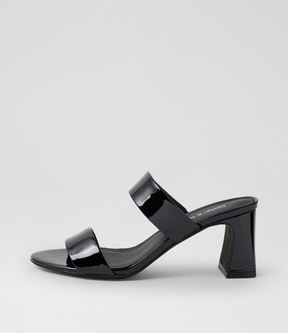 Belline Black Patent Leather Heeled Sandals