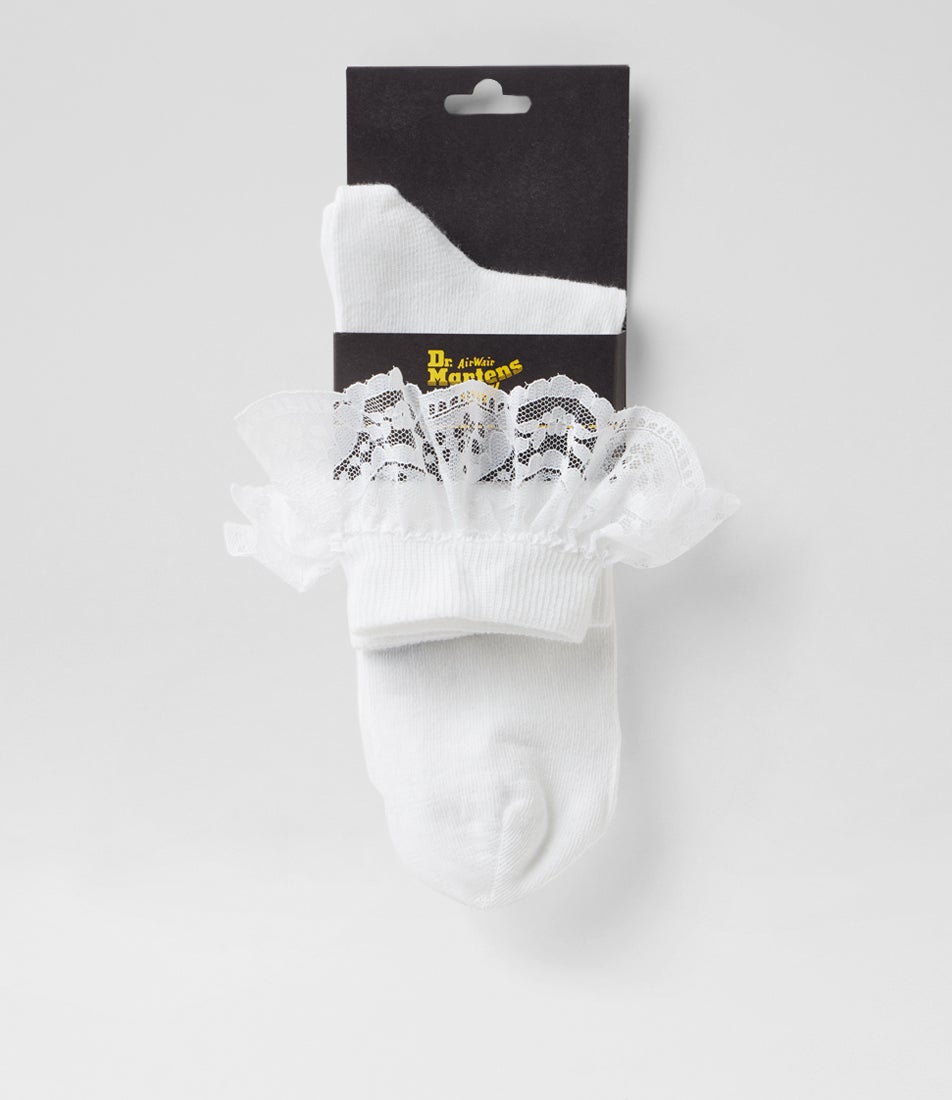 Frill White Fabric Sock