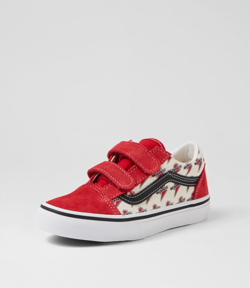 Old Skool Junior Lightning Red White Canvas Sneakers