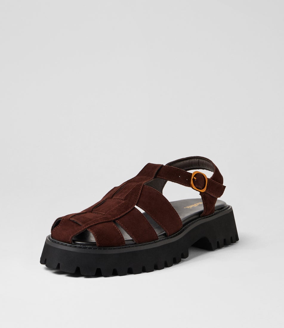 Skout Dark Choc Suede Sandals