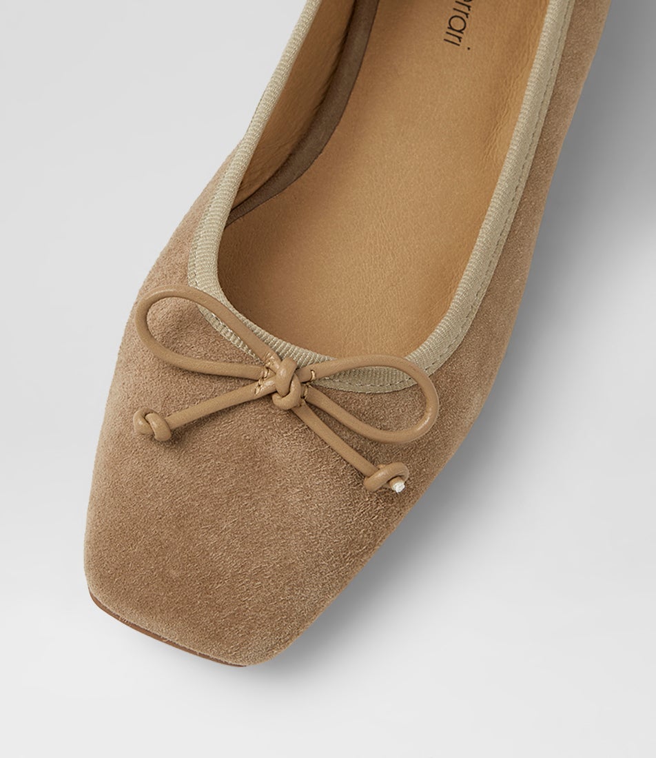 Zokena Taupe Suede Ballet Flats