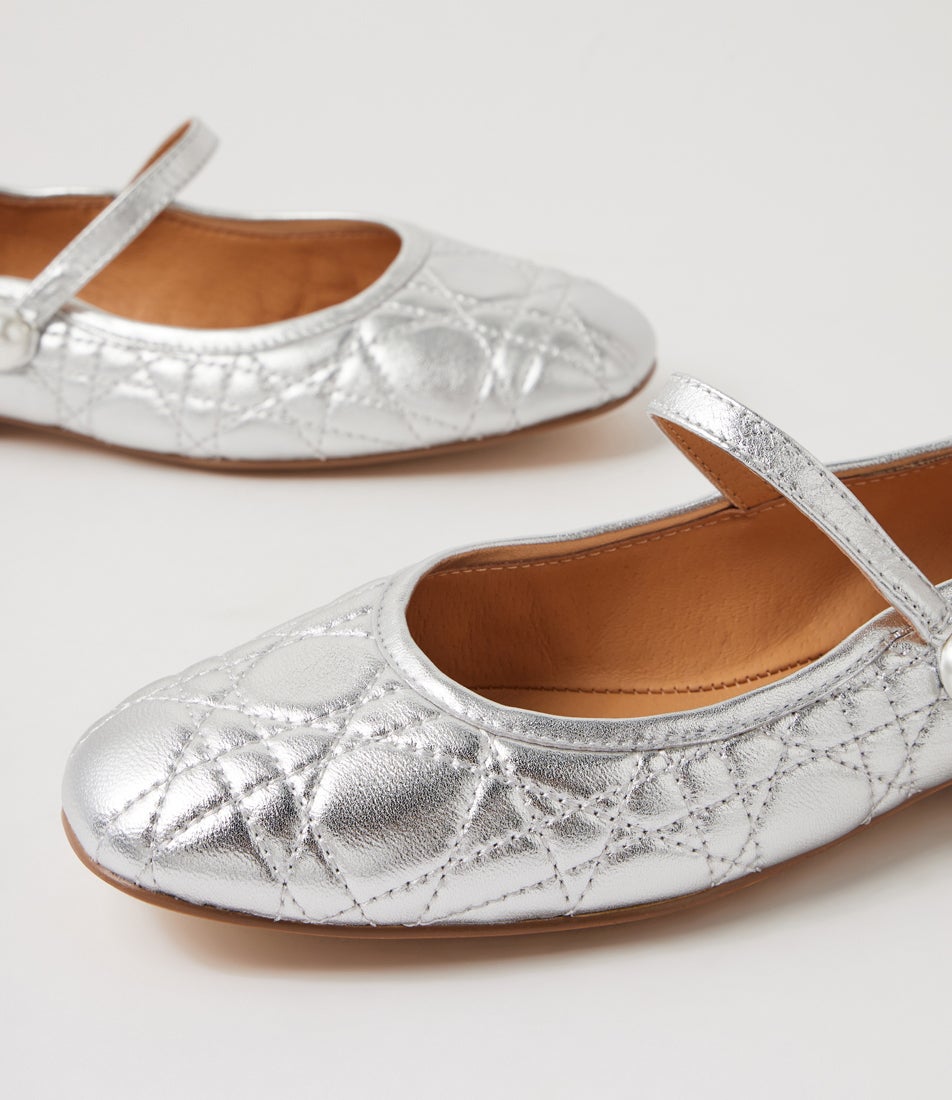 Morli Silver Leather Flat Shoes