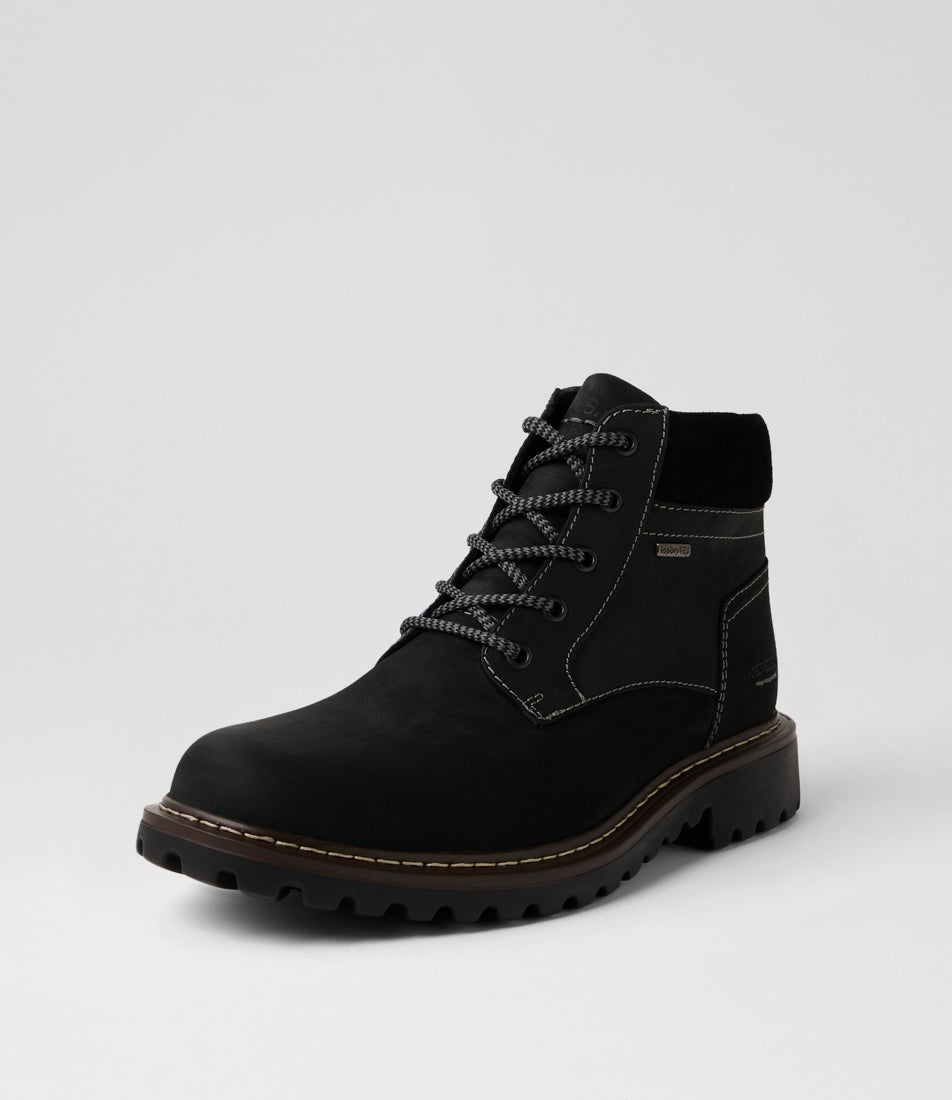 Chance 66 Schwarz Leather Lace Up Boots