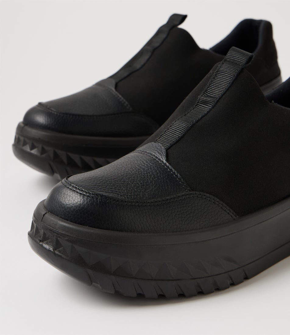 Monaco 6 Black Leather Flat Shoes