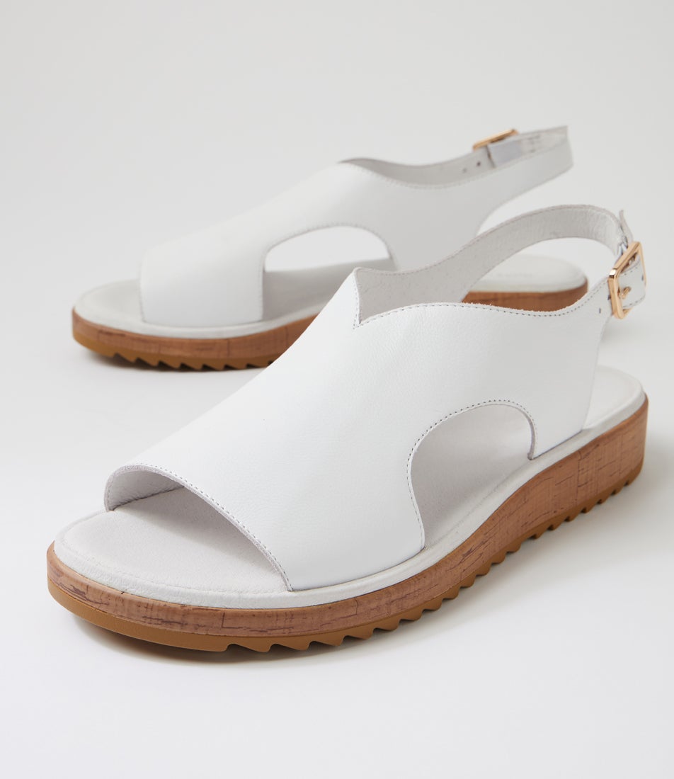 Olingos White Leather Sandals